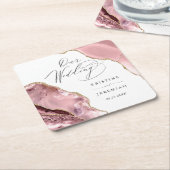 Roos Gouden Glitter Zwart Script Luxe Bruiloft Squ Kartonnen Onderzetters (Schuin)