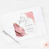 Roos Gouden Glitter Zwart Script Luxe bruiloft Vierkante Sticker (Envelop)