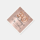 Roos gouden glitterballon 30e verjaardag Monogram Servet (Hoek)