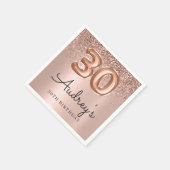 Roos gouden glitterballon 30e verjaardag Monogram Servet (Hoek)