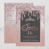 Roos gouden glitterie druppelt ombre tiara kaart (Voorkant / Achterkant)