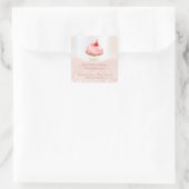 Roos gouden glitterij zelfgemaakte cupcakes en lek vierkante sticker (Tas)