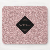 Roos-gouden glitterpatronen Monogram Muismat (Voorkant)