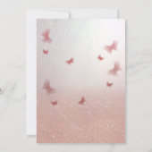 Roos gouden glittery ombre charmante vlinder invit kaart (Achterkant)