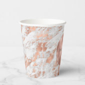 Roos Gouden Glitz Wit Marmeren Huwelijk Papieren Bekers (Rechts)