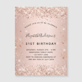 Roos gouden gouden brute luxe glitter luxe magnetische uitnodiging (Voorkant)