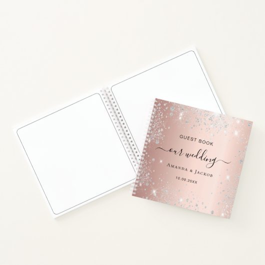 Roos gouden gouden glitter blush van het gastboek notitieboek (Binnen)