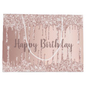 Roos gouden goudzige glitterdruppels groot cadeauzakje (Achterkant)