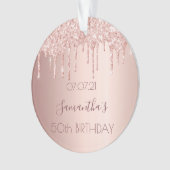 Roos gouden goudzige glitterdruppels ornament (voorkant)