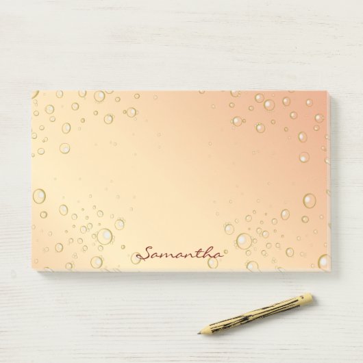 Roos gouden gradiënt beluistert leuke meisjesnaam post-it® notes (Op bureau)