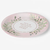 Roos gouden groen laat feest papieren bordje (Gekanteld)