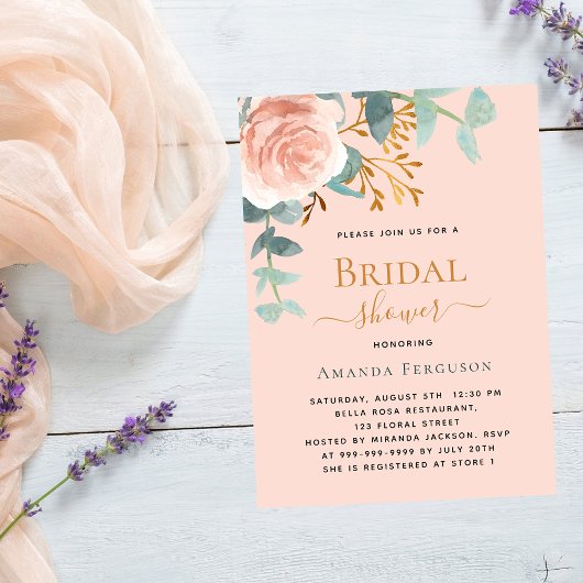 Roos gouden groen perzik luxe Vrijgezellenfeest Kaart