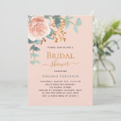 Roos gouden groen perzik luxe Vrijgezellenfeest Kaart (Staand voorkant)