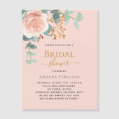 Roos gouden groen perzik luxe Vrijgezellenfeest Magnetische Uitnodiging (Voorkant)