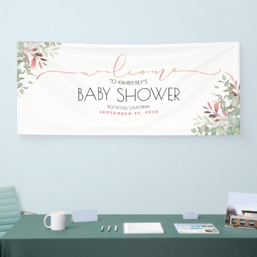 Roos Gouden Groene takken Baby shower Banner (Beurs)