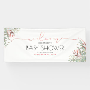 Roos Gouden Groene takken Baby shower Banner