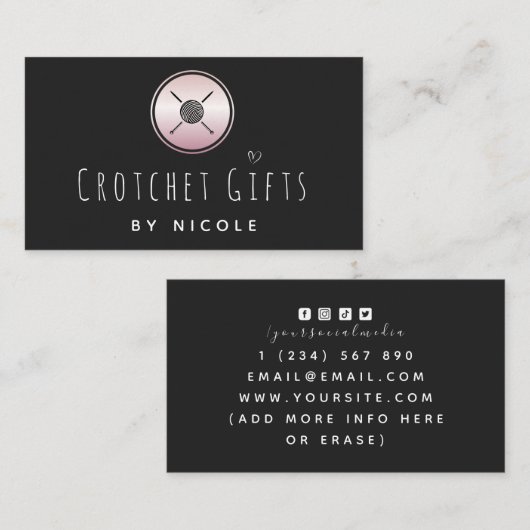 Roos Gouden Haak Breien Handgemaakte Geschenken Mo Visitekaartje (Voorkant / Achterkant)