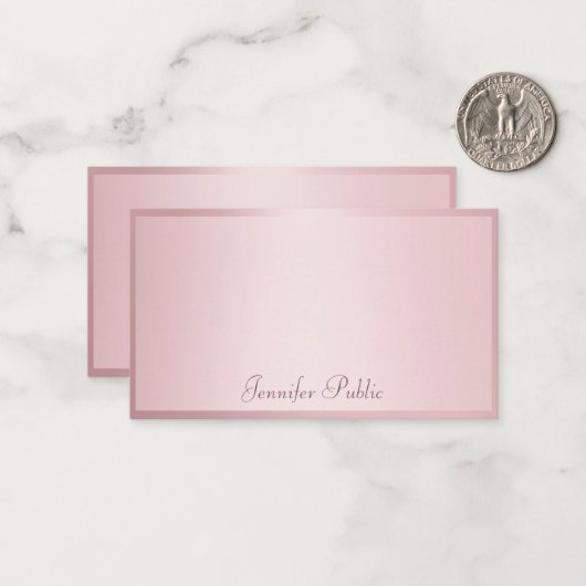 Roos Gouden Hand Script Elegant Modern Sjabloon (Voorkant / Achterkant in situ)