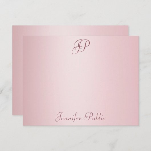 Roos Gouden Hand Script Monogrammed Sjabloon (Voorkant / Achterkant)