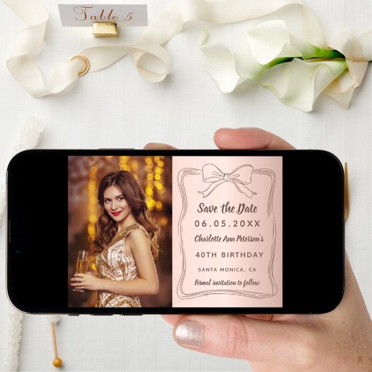 Roos gouden handgetekende boog foto verjaardag save the date