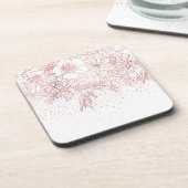 Roos gouden handgetekende florale doodles en confe bier onderzetter (Linkerzijde)