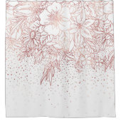 Roos gouden handgetekende florale doodles en confe douchegordijn (Voorkant)