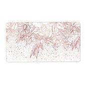 Roos gouden handgetekende florale doodles en confe etiket (Voorkant)