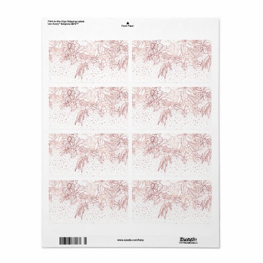 Roos gouden handgetekende florale doodles en confe etiket (Full Sheet)