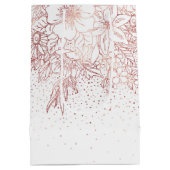 Roos gouden handgetekende florale doodles en confe medium cadeauzakje (Achterkant)