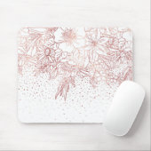 Roos gouden handgetekende florale doodles en confe muismat (Met muis)