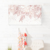 Roos gouden handgetekende florale doodles en confe spandoek (Insitu)