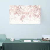 Roos gouden handgetekende florale doodles en confe spandoek (Beurs)