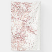 Roos gouden handgetekende florale doodles en confe spandoek (Verticaal)