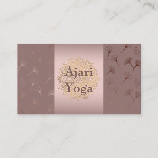 Roos gouden handgetekende florale yogaleraar visitekaartje (Voorkant)