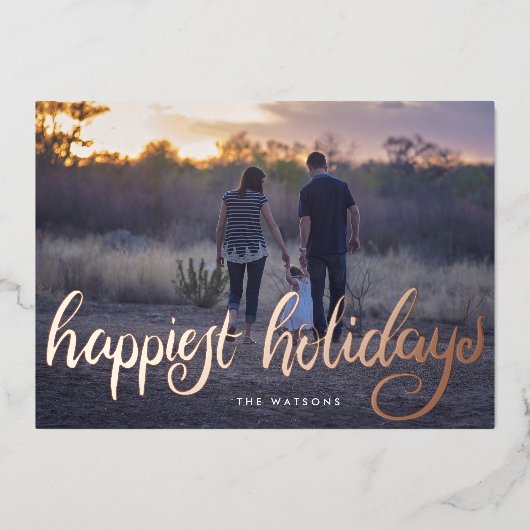 roos gouden handschrift folie feestdagenkaart (Voorkant)