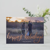 roos gouden handschrift folie feestdagenkaart (Staand Voorkant)