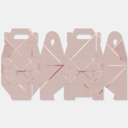 Roos gouden handvat geschenkdoos bedankdoosjes (Ongevouwen)