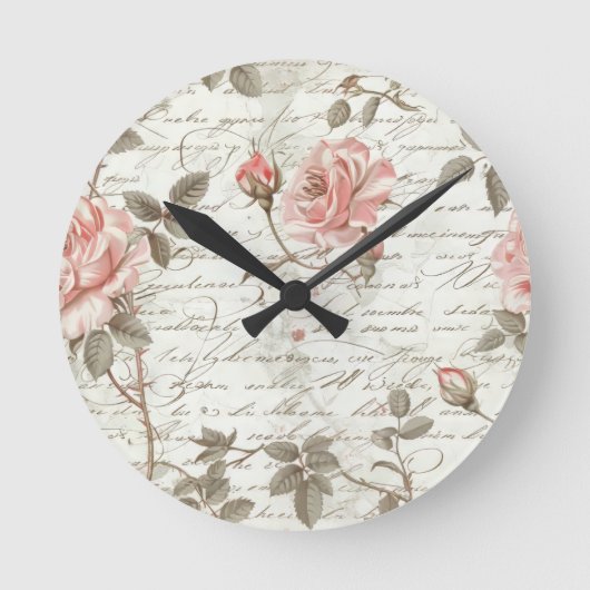 Roos gouden hanghorloge ronde klok (Voorkant)