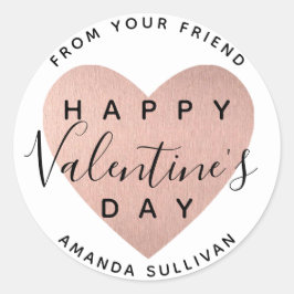 Roos Gouden hart Callygrafie Happy Valentijnsdag Ronde Sticker