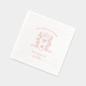 Roos Gouden Hart Kroon Trouwmonogram Custom Folie Servetten (Links)