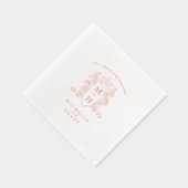 Roos Gouden Hart Kroon Trouwmonogram Custom Folie Servetten (Rechts)