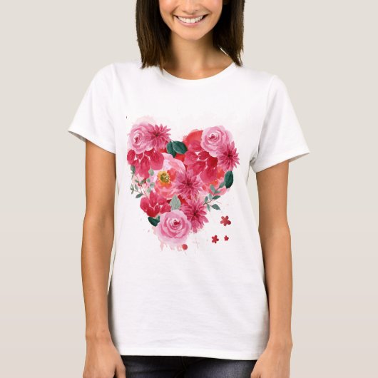 Roos gouden hart liefde Valentijnsdag vrouwen T-shirt (Voorkant)