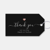 Roos Gouden Hart Modern Script Elegante bruiloft Cadeaulabel (Voorkant (Horizontaal))