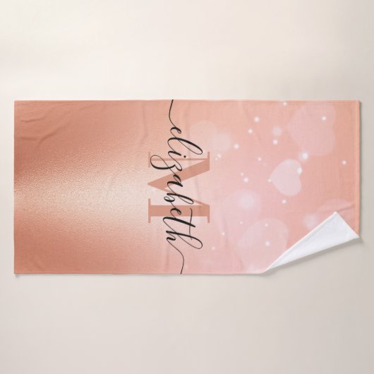 Roos gouden harten badhanddoek (Badhanddoek)