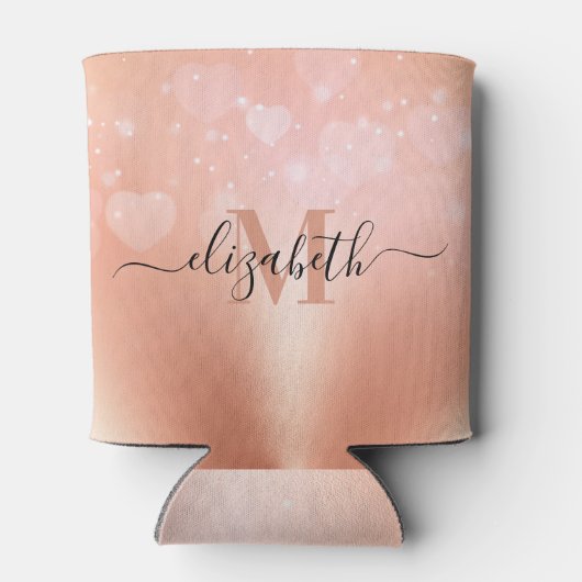 Roos gouden harten blikjeskoeler (Achterkant)