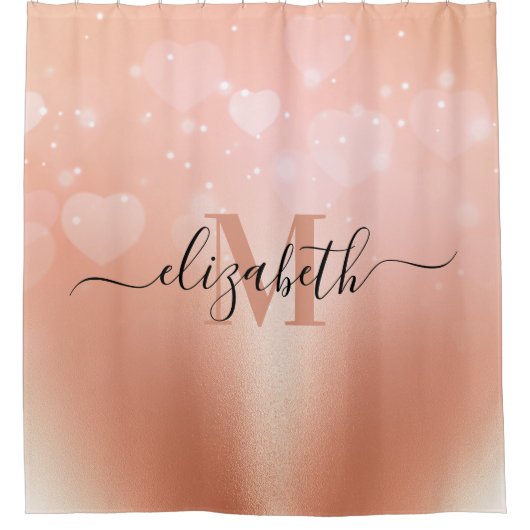 Roos gouden harten douchegordijn (Voorkant)