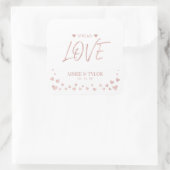 Roos gouden harten verspreiden de liefde bruiloft  vierkante sticker (Tas)