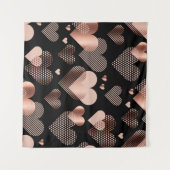 Roos gouden harten, zwart. wandkleed (Voorkant (horizontaal))