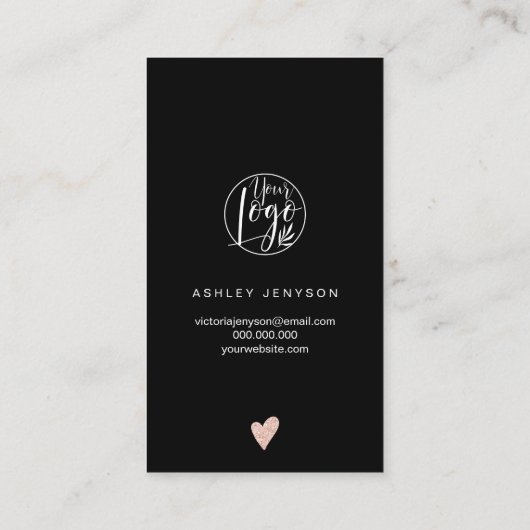 Roos gouden hartslag zwarte logo qr-codevolgorde b visitekaartje (Achterkant)