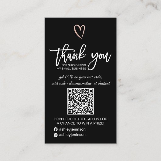 Roos gouden hartslag zwarte logo qr-codevolgorde b visitekaartje (Voorkant)